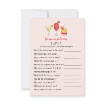 cocktail bride and groom shower trivia games invitation