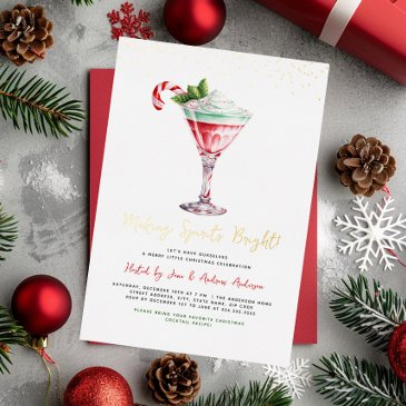 cocktail christmas party making spirits bright foil invitation