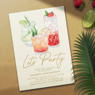 cocktails | modern simple any age adult birthday invitation