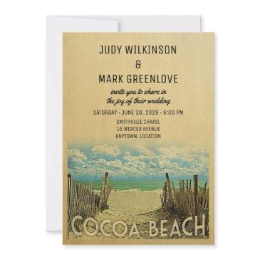 cocoa beach vintage wedding invitation