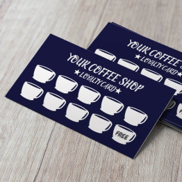 Small Coffee Cups Navy Coffee Shop Customer Loyalty Front View