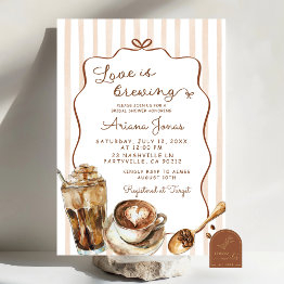 Small Coffee Love Is Brewing Bridal Shower Invitation Front View