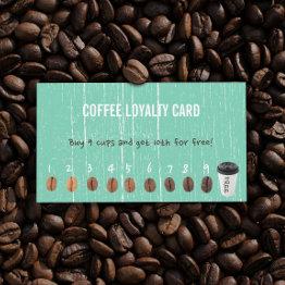 Small Coffee Loyalty Invitations Vintage Green Wood Front View