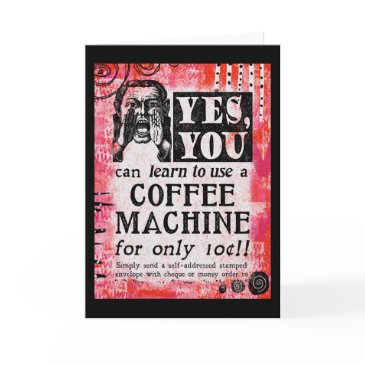 coffee machine - funny vintage ad invitations