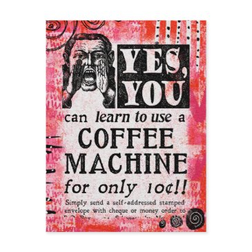 coffee machine - funny vintage ad postinvitations