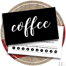 Small Coffee Shoppe Loyalty Punch Invitations Front View