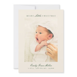 Small Collage Merry Little Christmas Baby Announcement Front View