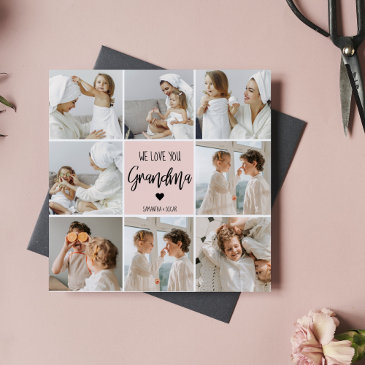 collage photo pink we love you grandma best gift