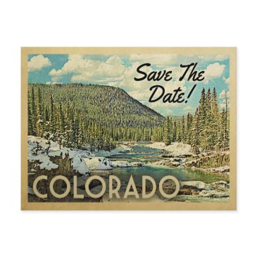 colorado save the date mountains river snow announcement postinvitations