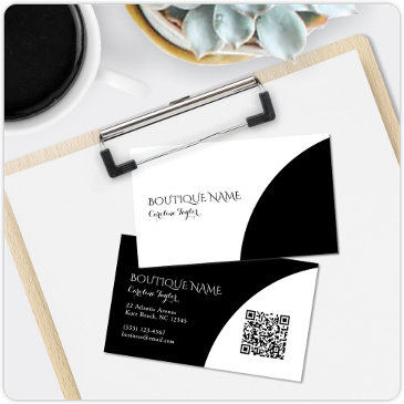 colorblock boutique black qr code business invitations
