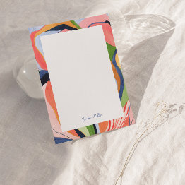 Small Colorful Abstract Art Personalized Flat Note Invitations Front View