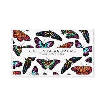colorful butterflies watercolor pattern monogram business invitations