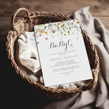 colorful dainty wild babyq baby shower barbecue invitation