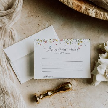 colorful dainty wild flowers wedding advice card