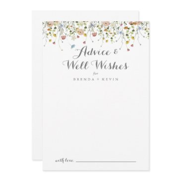 colorful dainty wild flowers wedding well wishes advice card