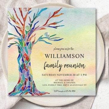 colorful family tree family reunion invitation