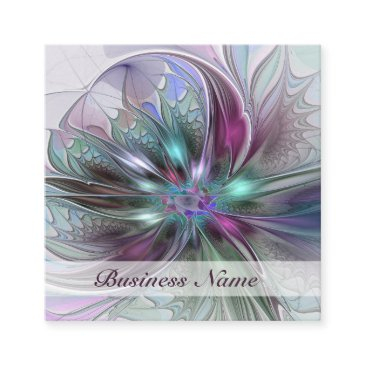 colorful fantasy abstract modern fractal flower square business invitations