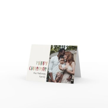 colorful festive christmas folded single photo holiday invitations