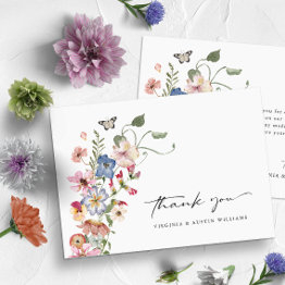 Small Colorful Floral Thank You Invitations Front View