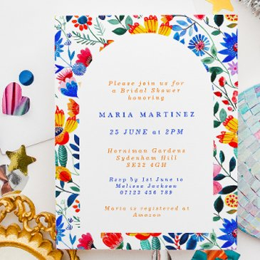 colorful folk floral fiesta bridal shower invitation