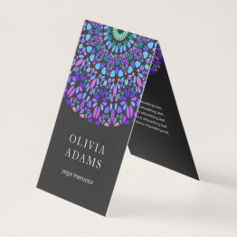 Small Colorful Gemstone Mandala Business Invitations Front View