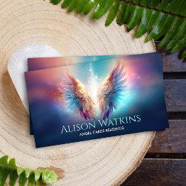Small Colorful Glowing Angel Wings  Business Invitations Front View