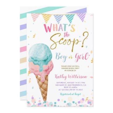 colorful ice cream and fund gender reveal invitation