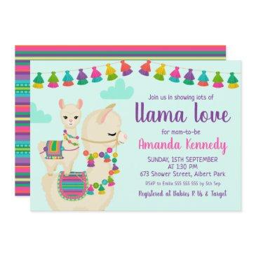 colorful llama love baby shower invitation
