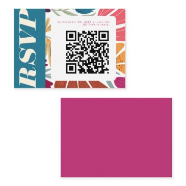 colorful mismatch abstract floral wedding rsvp enclosure invitations