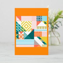 Small Colorful Modern Geometric Abstract Pattern Invitation Front View