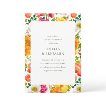 colorful poppies floral couples wedding shower invitation