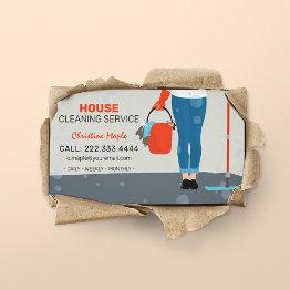 Small Colorful Retro Cleaning Service Business Invitations Front View