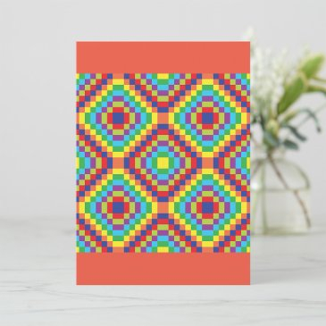 colorful retro optical illusion geometric rainbow invitation