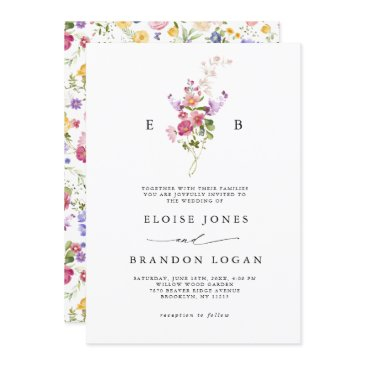 colorful spring wildflower meadow garden wedding i invitation
