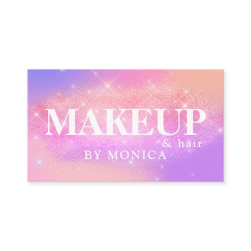 colorful stylish ombre glitter makeup & hair business invitations