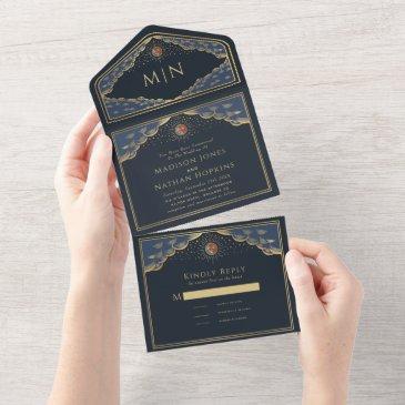 colorful sun and moon elegant tarot invitations wedding