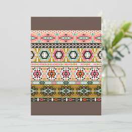 Small Colorful Tribal Aztec Pattern Boho Geometric Invitation Front View