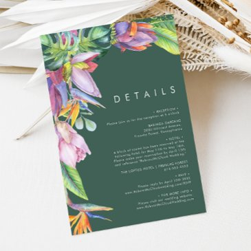 colorful tropical floral | green details enclosure invitations