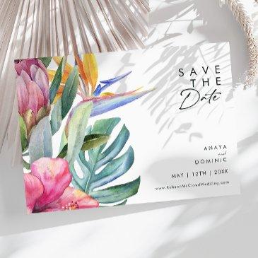 colorful tropical floral | horizontal save the date