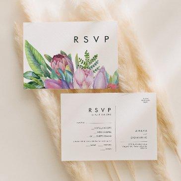 colorful tropical floral | menu choice rsvp invitations