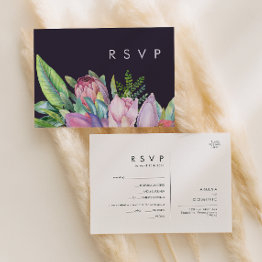 Small Colorful Tropical | Purple Menu Choice Rsvp Invitations Front View