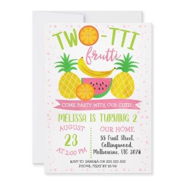 colorful twotti frutti 2nd birthday invitation