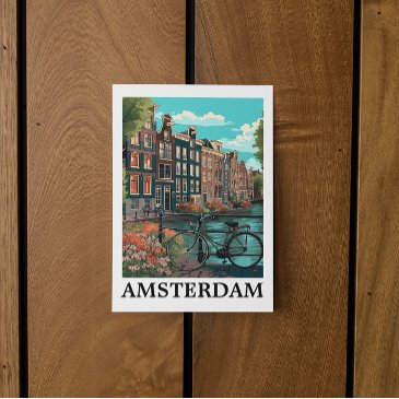 colorful vintage amsterdam netherlands canal view postinvitations
