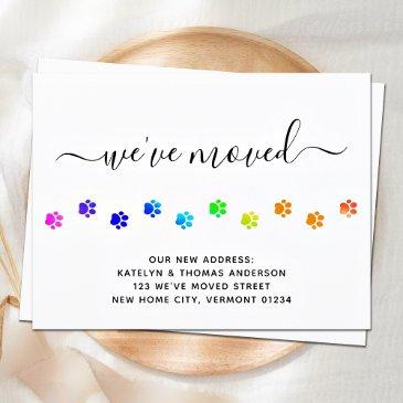 colorful walking paws personalized moving announcement postinvitations