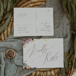 Small Colorful Wildflower | Beige Garden Wedding Rsvp Postinvitations Front View