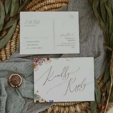 colorful wildflower | beige garden wedding rsvp postinvitations