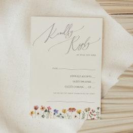 Small Colorful Wildflower | Beige Song Request Rsvp Invitations Front View