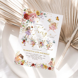 Small Colorful Wildflower Fairy Princess 5th Birthday Invitation Front View