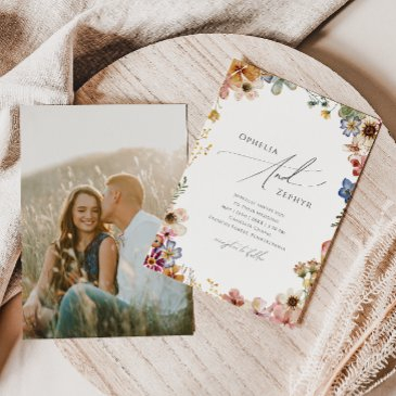 colorful wildflower garden | photo casual wedding invitation
