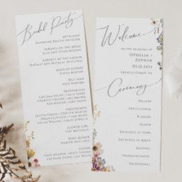 Small Colorful Wildflower Garden | Wedding Program Front View